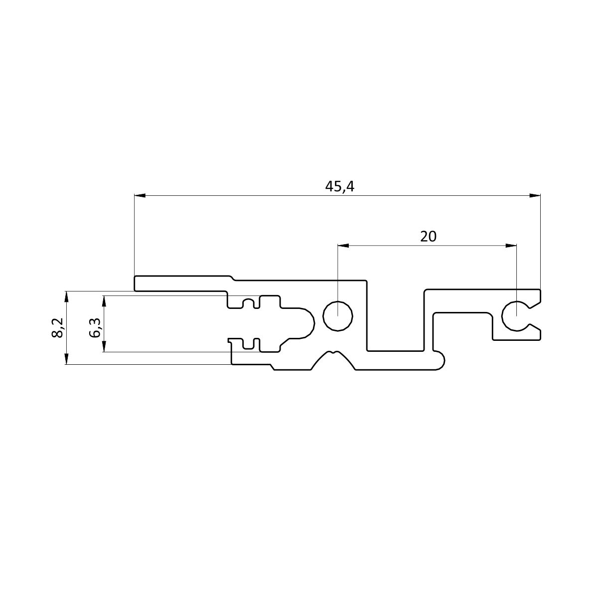 Горизонтальный профиль передний QTL-A6-60HP