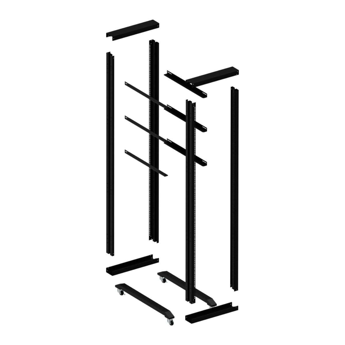 19-дюймовая открытая напольная мобильная двухрамная стойка 45U, 796 мм