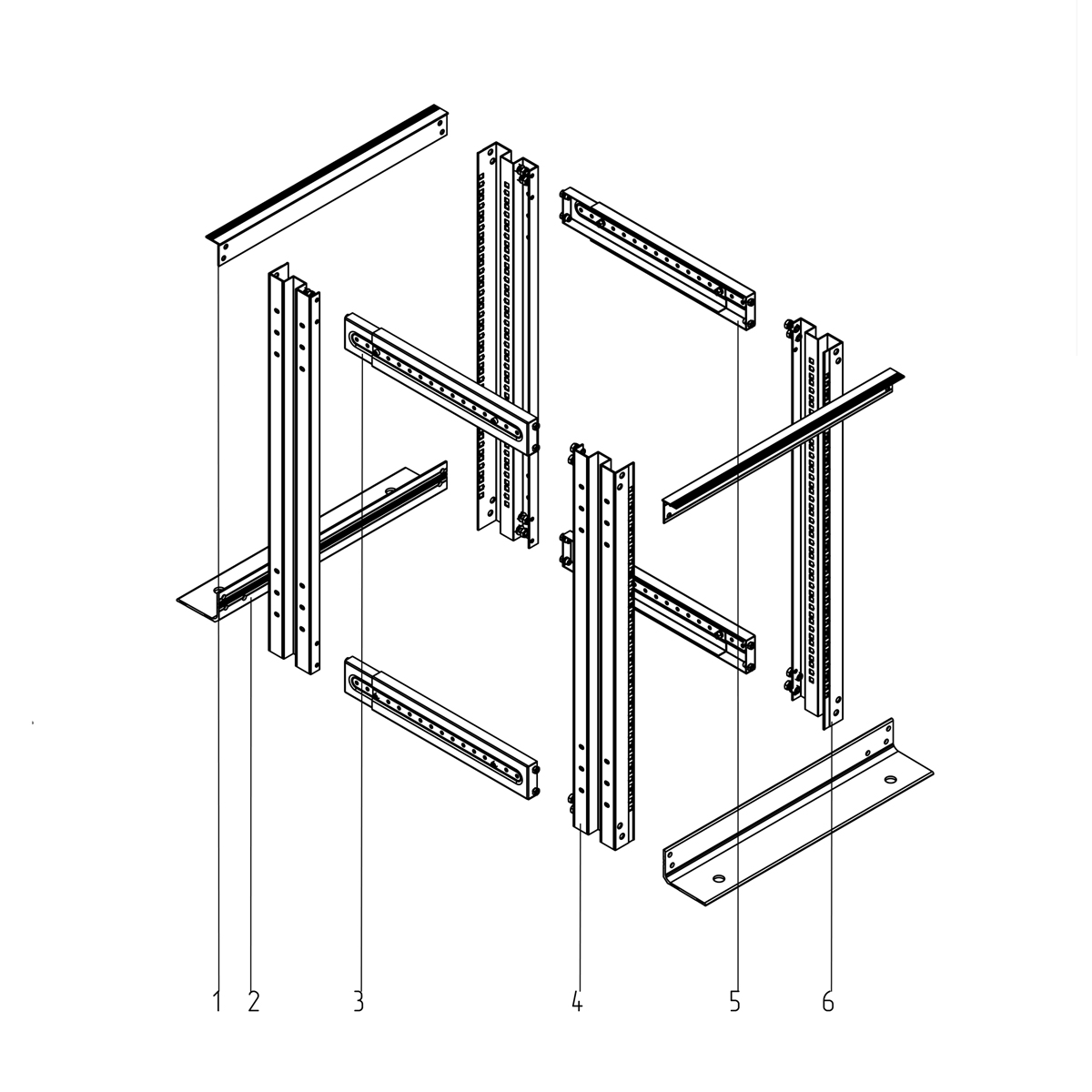 19-дюймовая открытая напольная двухрамная регулируемая стойка 15U, 558-866 мм