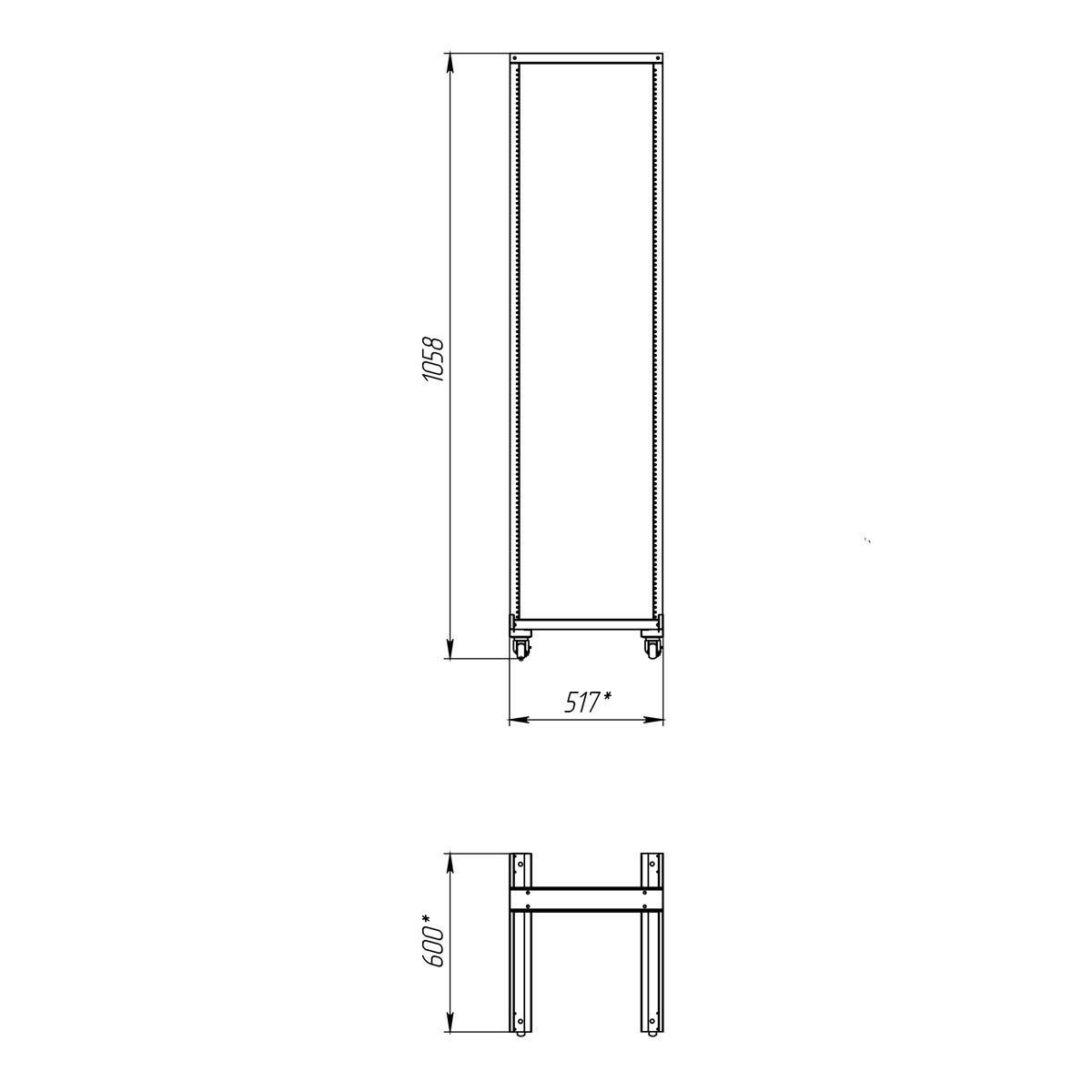 19-дюймовая открытая напольная мобильная однорамная стойка 20U