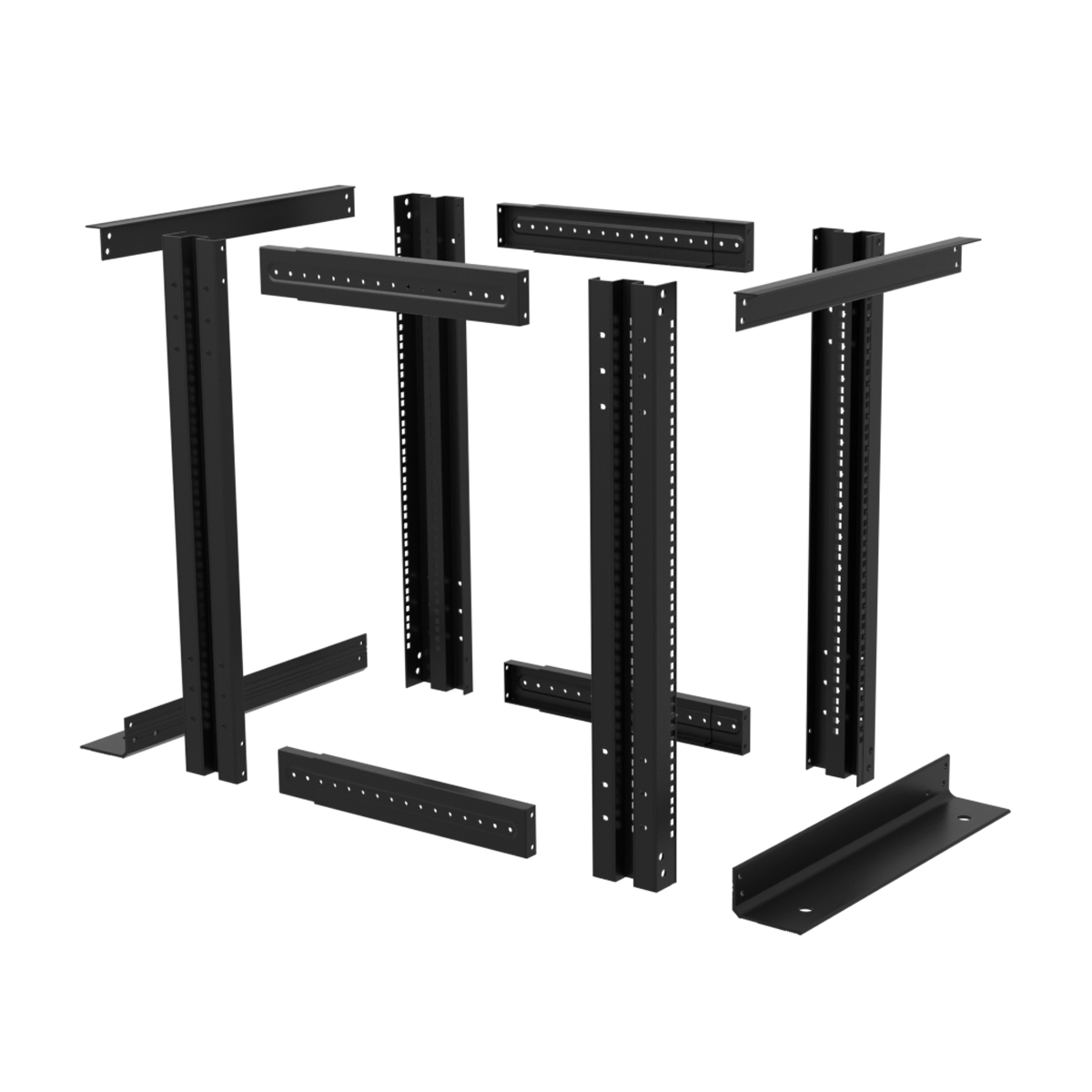 19-дюймовая открытая напольная двухрамная регулируемая стойка 15U, 558-866 мм