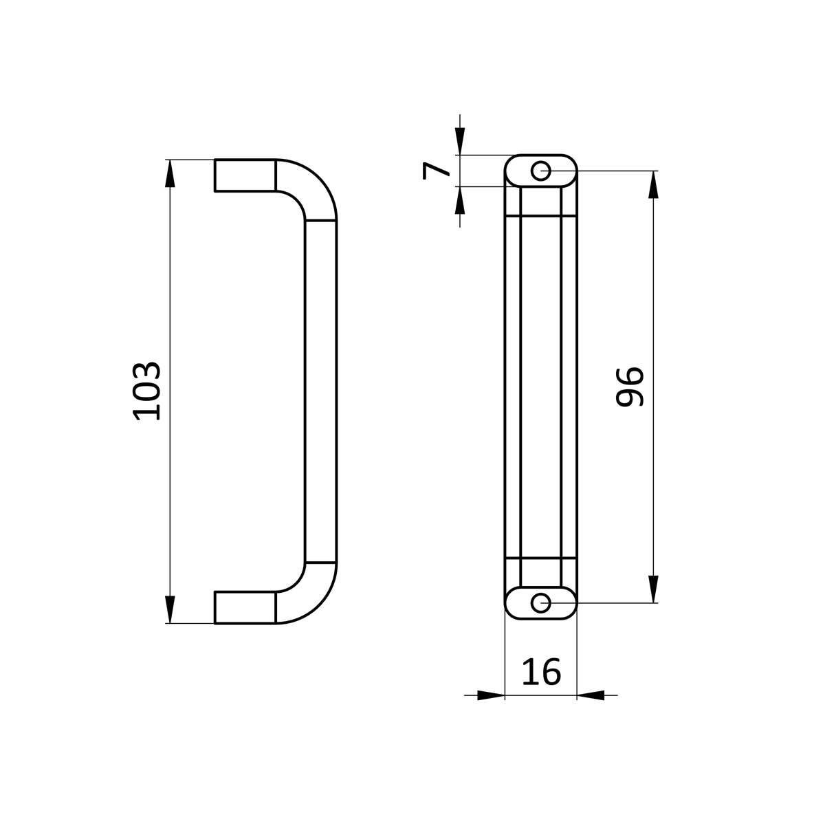 Ручка корпуса 96 мм алюминиевая
