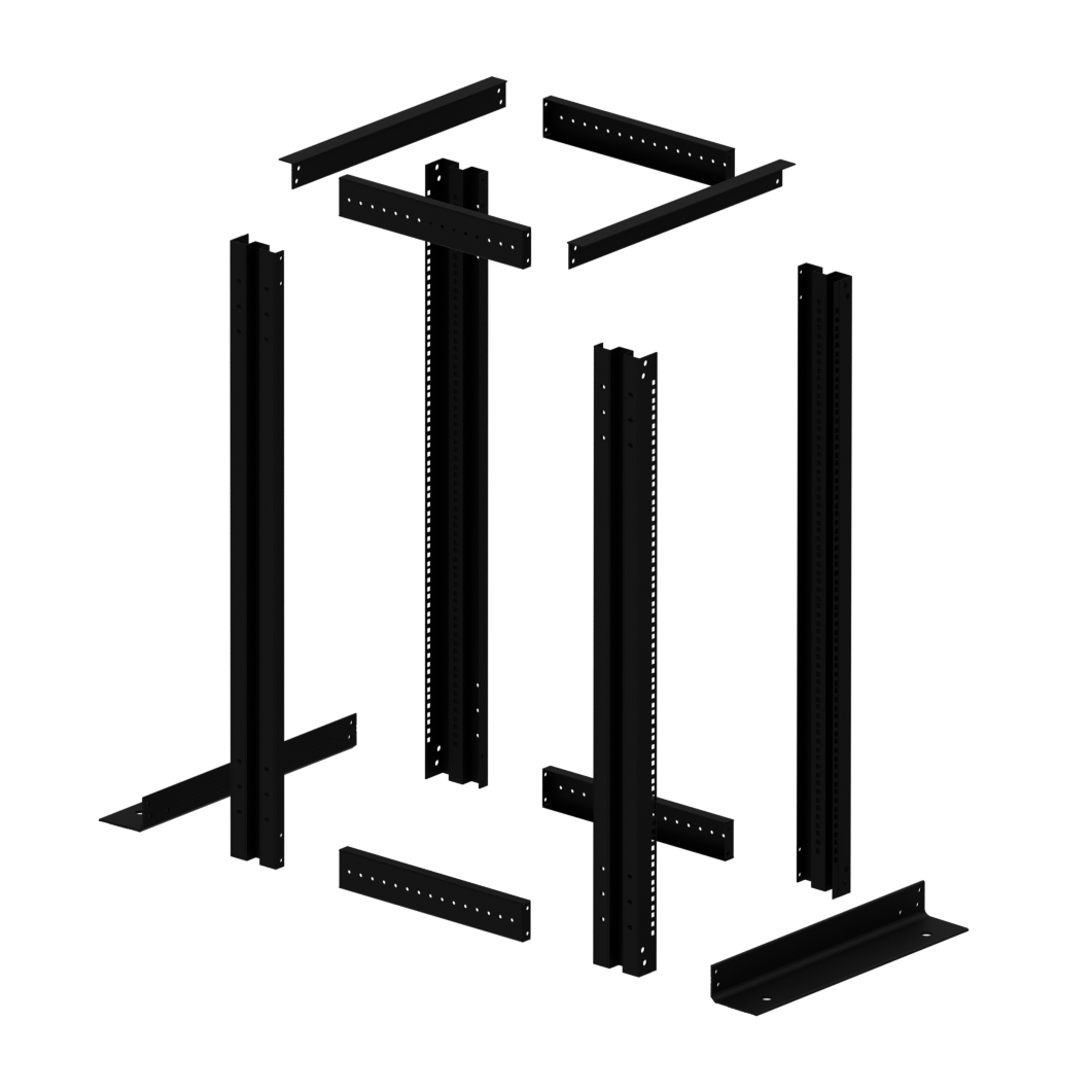 19-дюймовая открытая напольная двухрамная стойка 15U, 600 мм