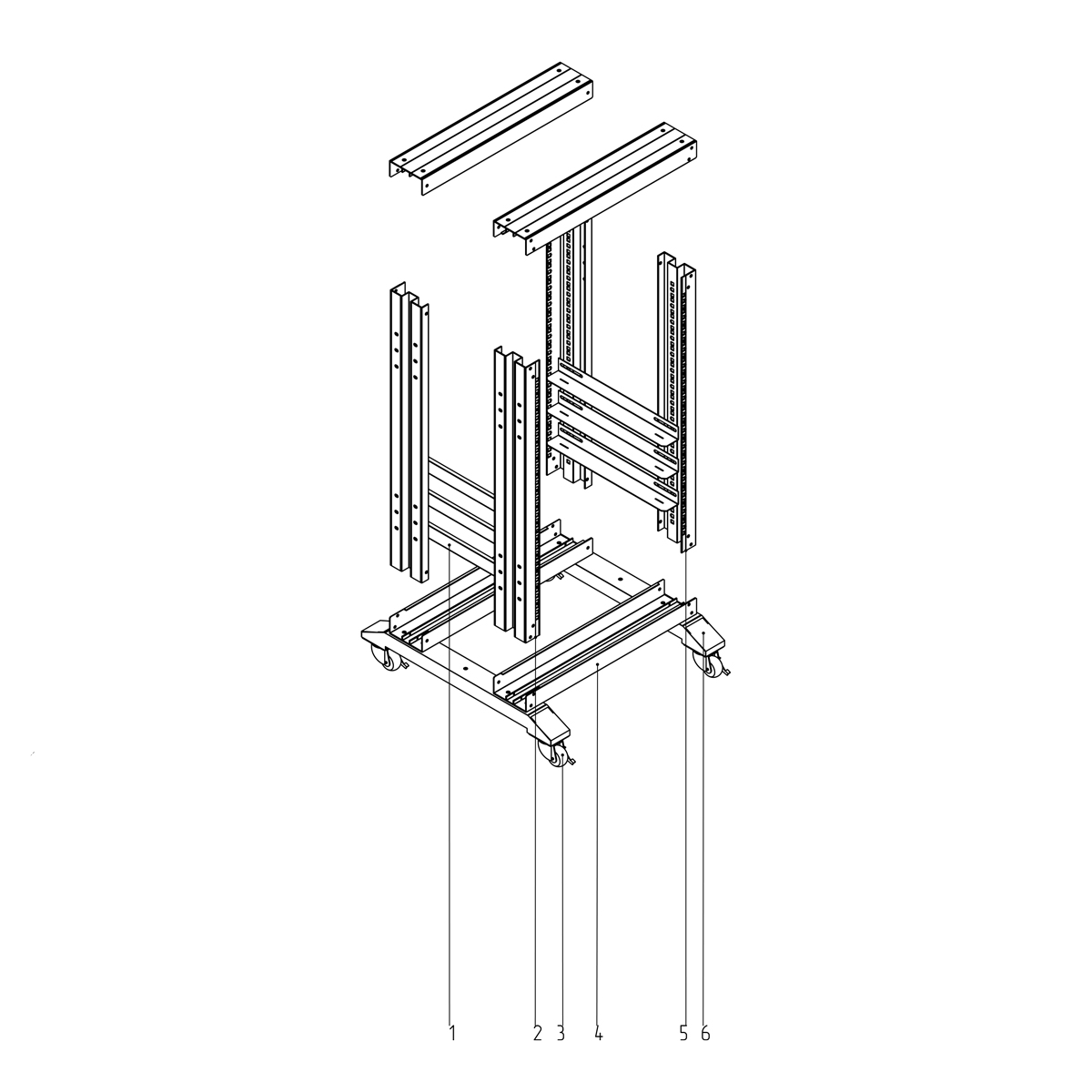 19-дюймовая открытая напольная мобильная двухрамная стойка 15U, 436 мм