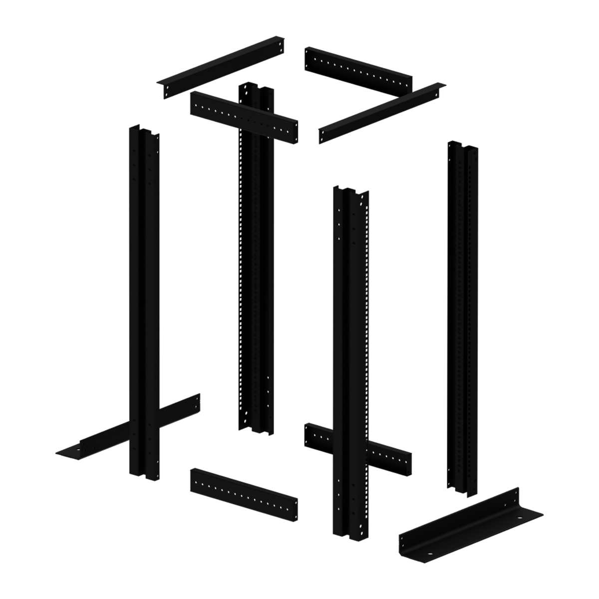 19-дюймовая открытая напольная двухрамная стойка 45U, 600 мм