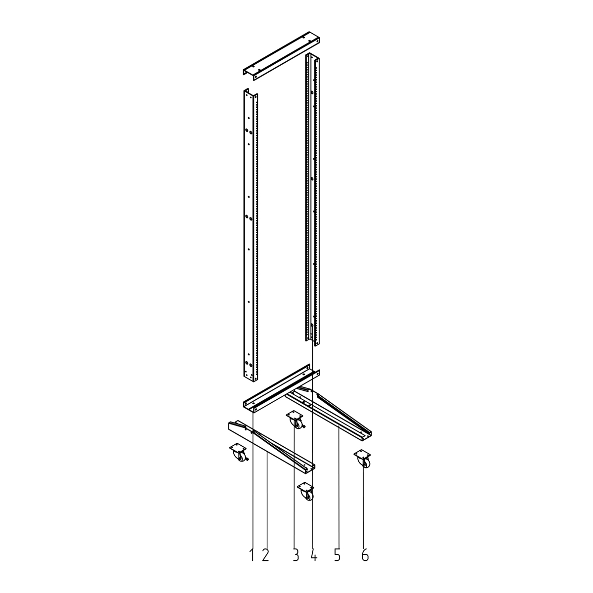 19-дюймовая открытая напольная мобильная однорамная стойка 15U