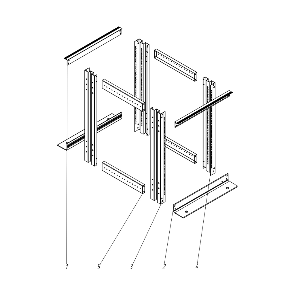 19-дюймовая открытая напольная двухрамная стойка 15U, 600 мм