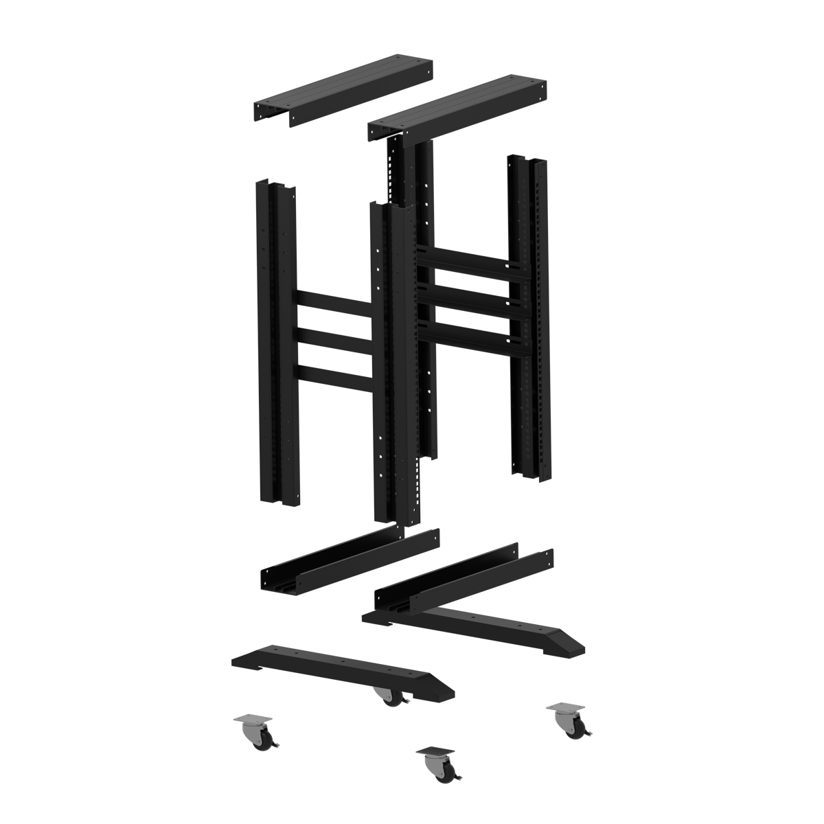 19-дюймовая открытая напольная мобильная двухрамная стойка 15U, 436 мм